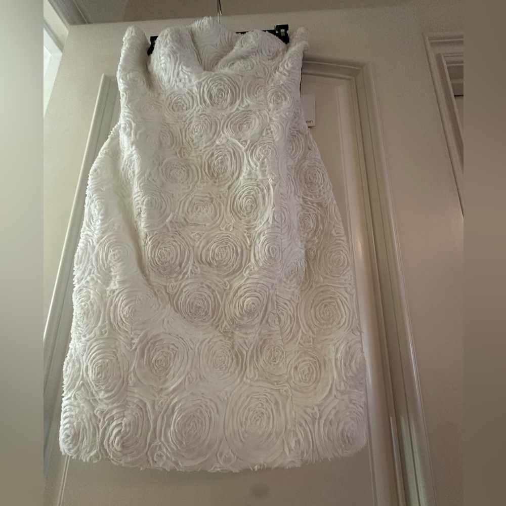 Calvin Klein White Textured Midi Dress